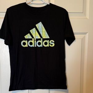 Boys 10/12 medium Adidas Black Tee with Multicolor Logo